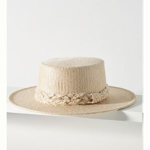 Anthropologie x ASN Jute Boater Hat Neutral Summer Fall NWT
